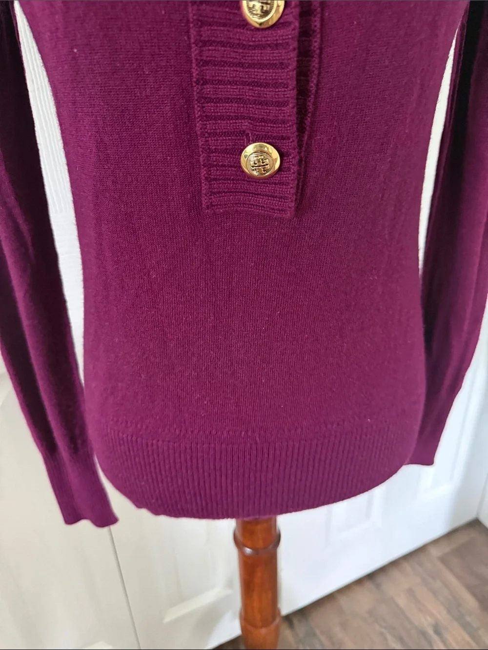 Tory Burch Audra Mock Neck Wool Cashmere Sweater Berry Sz XS